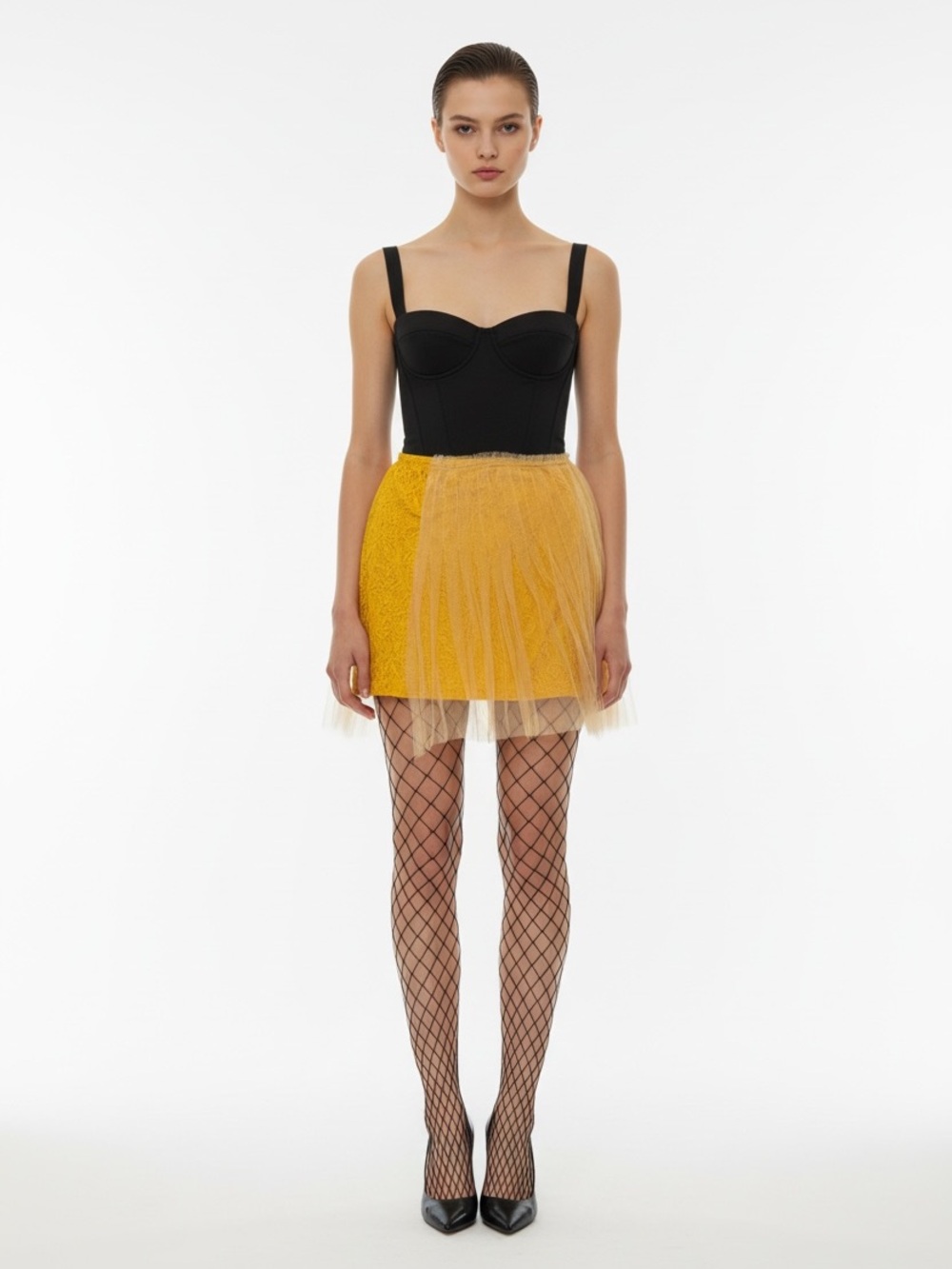 Rodarte goldenrod  Layered Tulle Midi Skirt